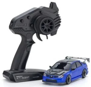 Kyosho Mini-Z AWD Subaru Impreza Aero Kit & CFRP Hood Readyset - Metallic Blue - 32653BL