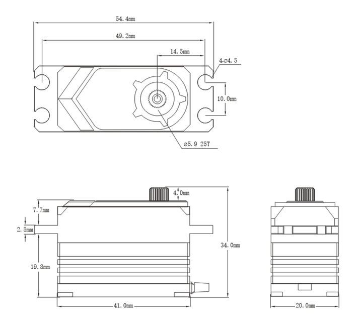 SRT BHX6 (0.053s/35kg/8.4v) HV Brushless servo 2 SRT BHX6 (0.053s/35kg/8.4v) HV Brushless servo