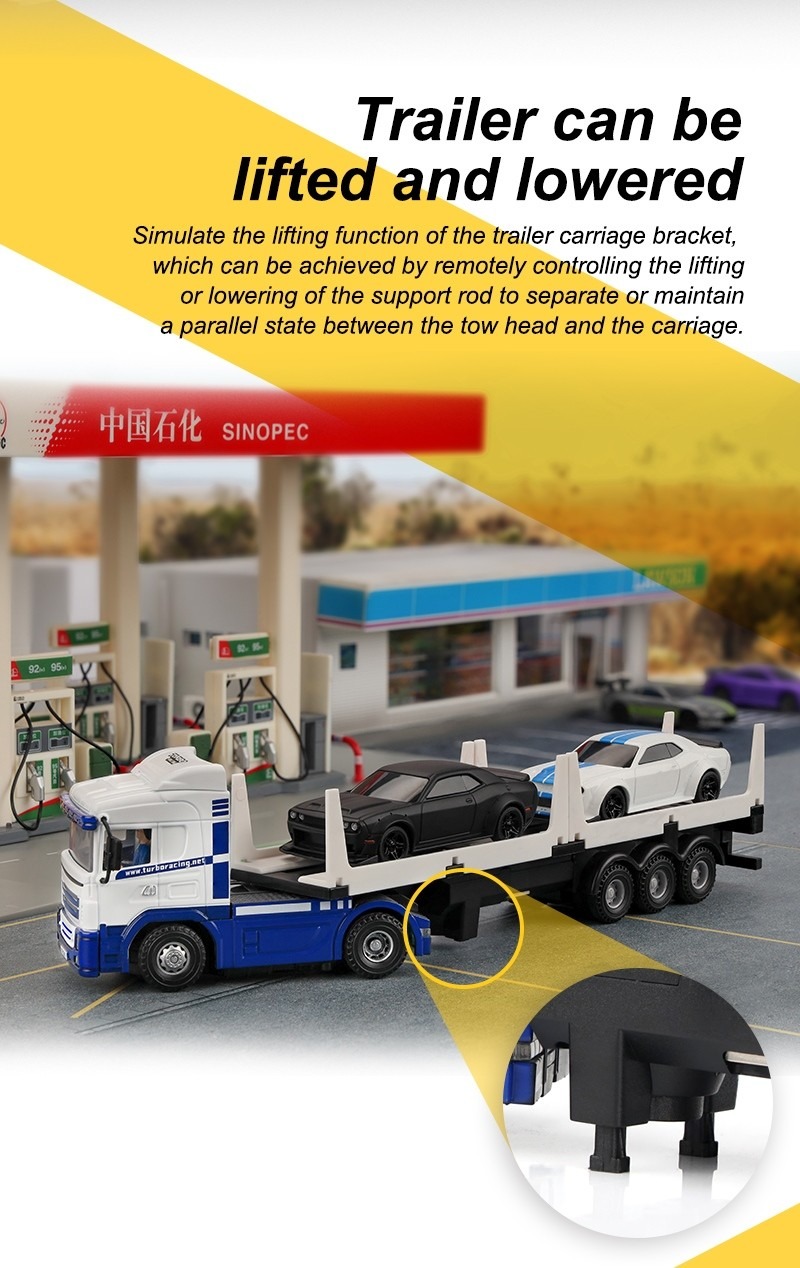 Turbo Racing C50 1:76 Semi-Truck koos Traileriga RTR - Must 8 Turbo Racing C50 1:76 Semi-Truck with Trailer RTR - Black