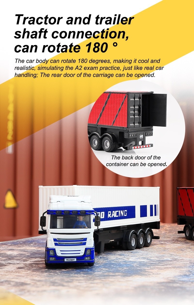 Turbo Racing C50 1:76 Semi-Truck koos Traileriga RTR - Must 6 Turbo Racing C50 1:76 Semi-Truck with Trailer RTR - Black