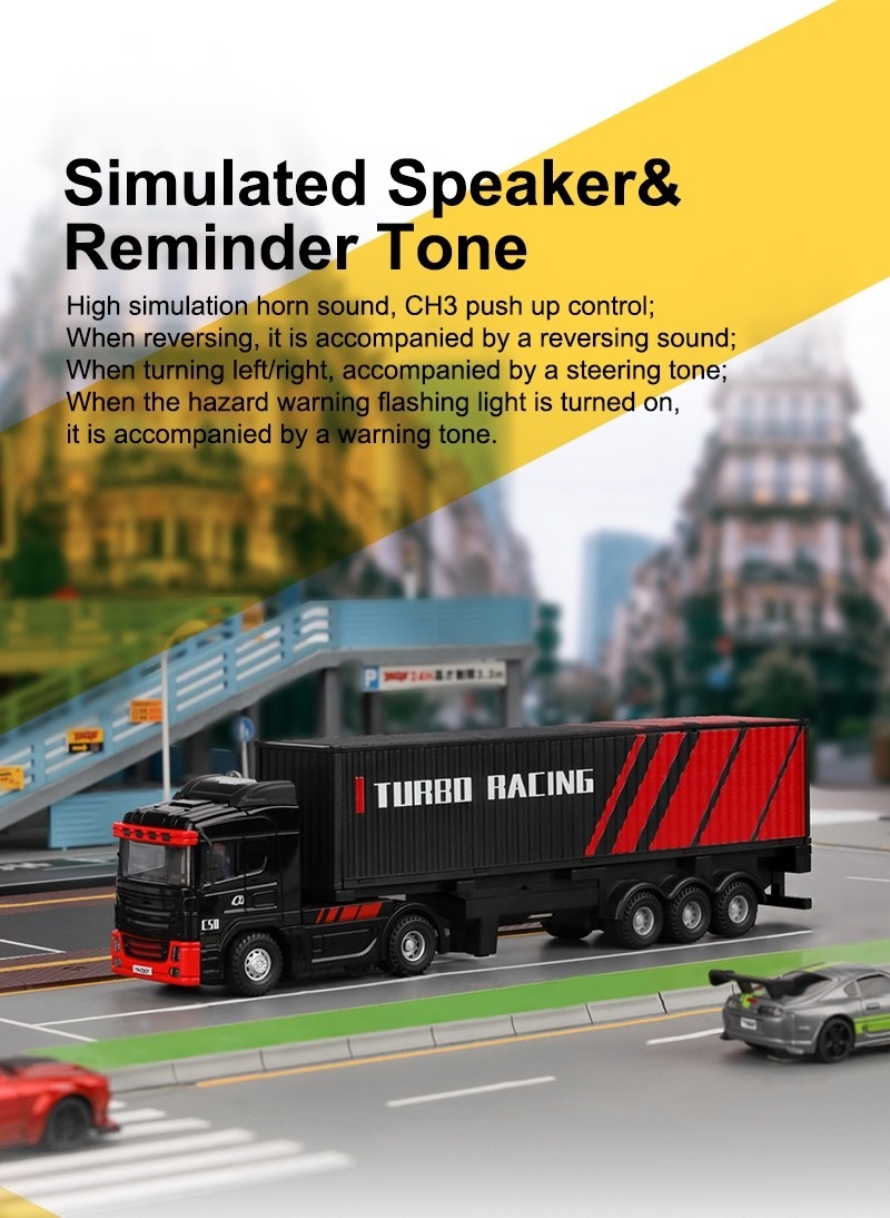 Turbo Racing C50 1:76 Semi-Truck koos Traileriga RTR - Must 10 Turbo Racing C50 1:76 Semi-Truck with Trailer RTR - Black