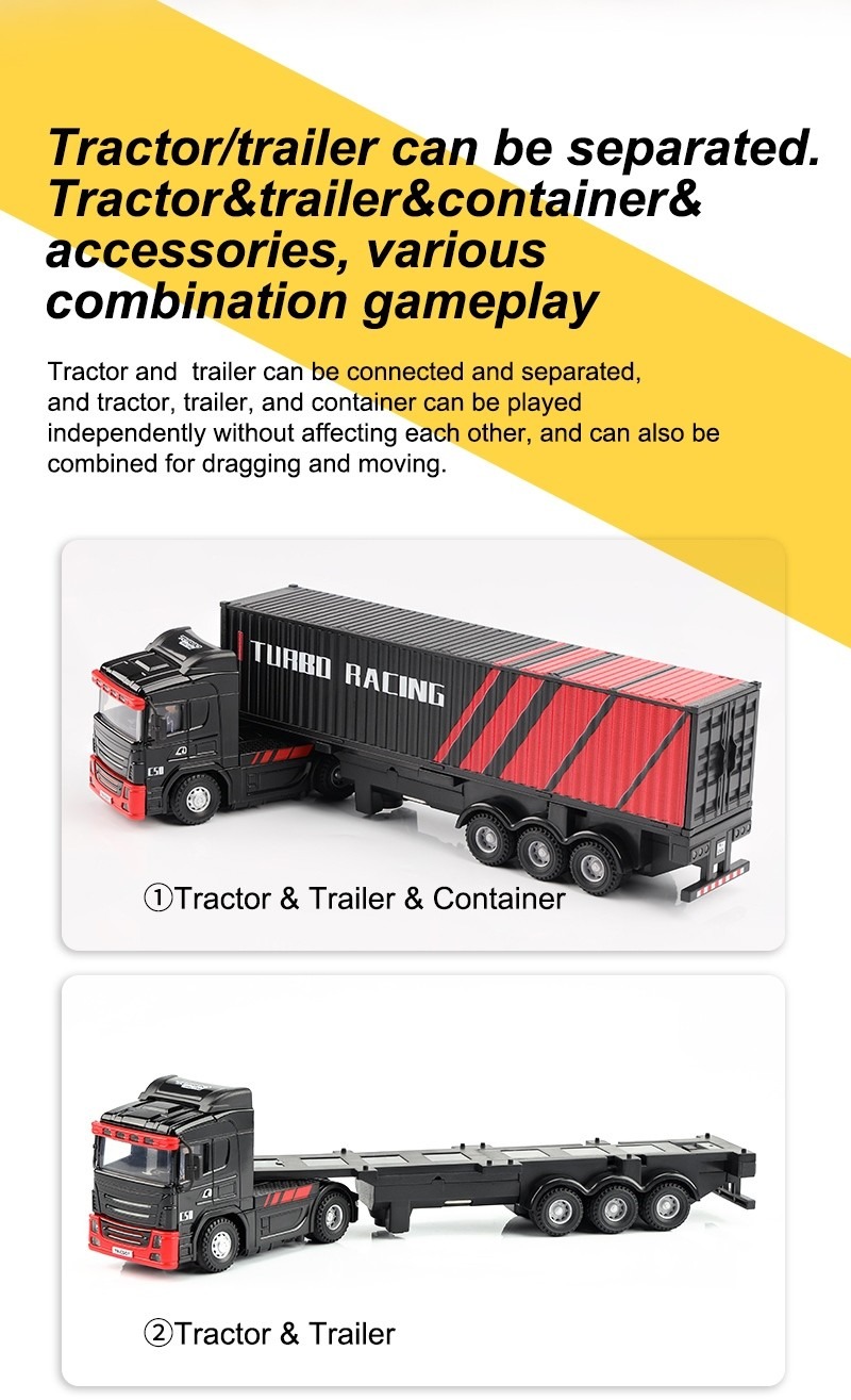 Turbo Racing C50 1:76 Semi-Truck koos Traileriga RTR - Valge 4 Turbo Racing C50 1:76 Semi-Truck with Trailer RTR - White