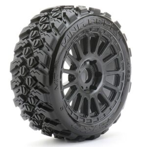 Jetko EX King Cobra 1:8 Rally Belted Tyres on Black Wheels 17mm Hex (2pcs) - JK1502RB