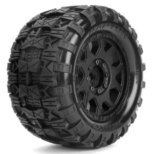 Jetko EX MT Raptor Belted 3.8" Monster Truck Tyres & Wheels - 17mm / TRX17 / TRX12 Black (2)