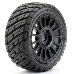 Jetko EX RockForm 1:8 Rally Belted Tyres on Black Wheels 17mm Hex (2pcs) - JK1503RB