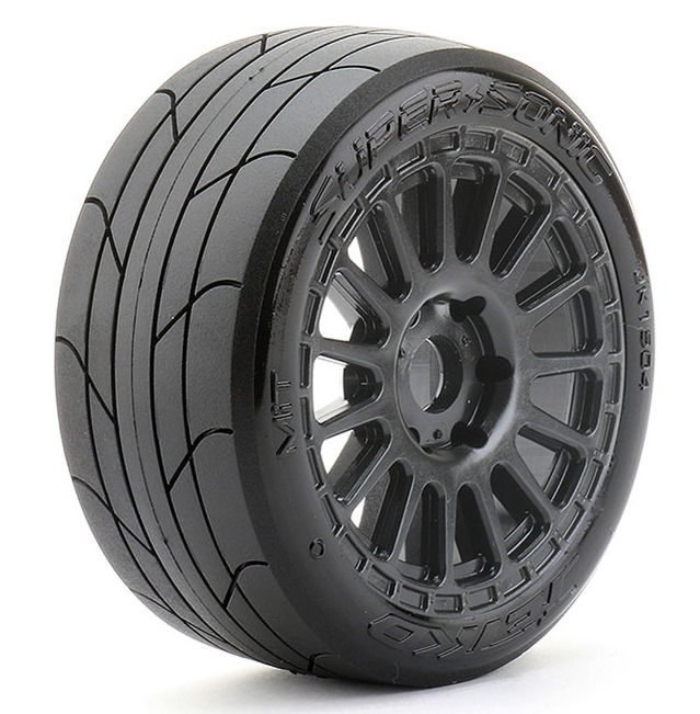 Jetko EX Super Sonic 1:8 Slick Belted Tyres on Black Wheels 17mm Hex (2pcs) - JK1504RB 1 Jetko EX Super Sonic 1:8 Slick Belted Tyres on Black Wheels 17mm Hex (2pcs) - JK1504RB