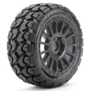 Jetko EX Tomahawk 1:8 Rally Belted Tyres on Black Wheels 17mm Hex (2pcs) - JK1501RB