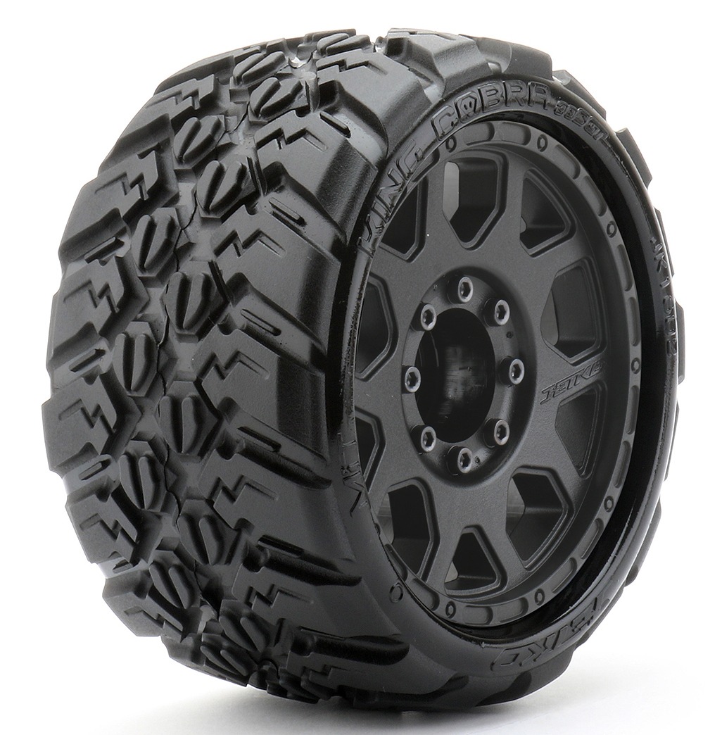 Jetko EX King Cobra LP Belted 3.8" Low Profile Monster Truck Tyres & Wheels – 17mm / TRX17 / TRX12 (2)