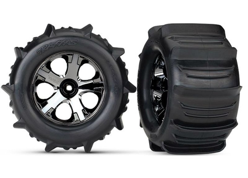 Tyres All-Star 2.8" Black Chrome Wheels & Paddle Tires (2) - Traxxas TRX4175 1 Tyres All-Star 2.8" Black Chrome Wheels & Paddle Tires (2) - Traxxas TRX4175