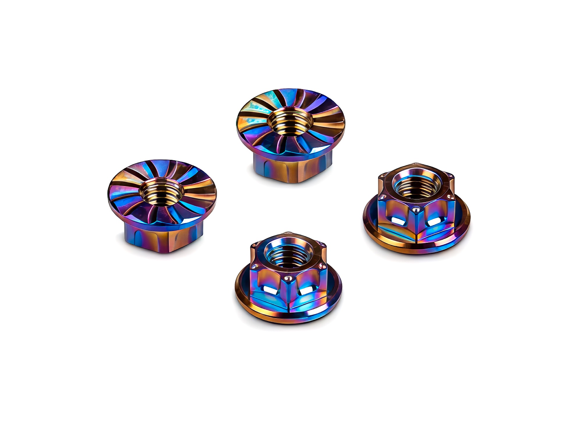 Hudy Titanium Nut M4 With Serrated Flange Rainbow - 296542-C 1 hudy-296542-C