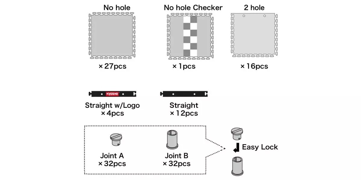 Kyosho Mini-Z Vaiba raja laiendus komplekt (44 tk - 50x50) 2 Kyosho Mini-Z Carpet Track 50 Expansion Set (44pcs - 50x50)