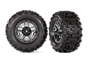 Traxxas Tires 2.8" Black Chrome Wheels & Sledgehammer Tyres (2) - 9072