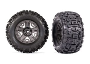 Traxxas Tires 2.8" Gray Wheels & Sledgehammer Tyres (2) - 9072-GRAY