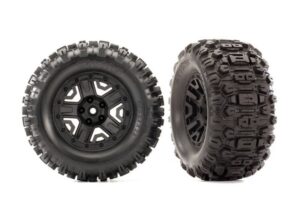 Traxxas Tires 5-Spoke 2.8" Black Wheels & Sledgehammer Tyres (2) - 6792