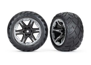 Traxxas Tires RXT 2.8" Black & Chrome Wheels & Anaconda Tyres (2) - 6775X