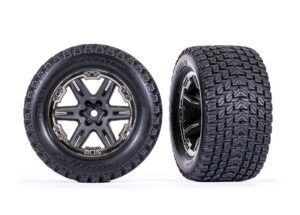 Traxxas Tires RXT 2.8" Black Chrome Wheels & Gravix Tyres (2) - 6764-BLKCR