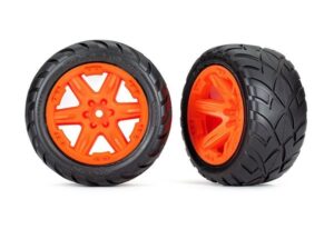 Traxxas Tires RXT 2.8" Orange Wheels & Anaconda Tires (2) - 6775A