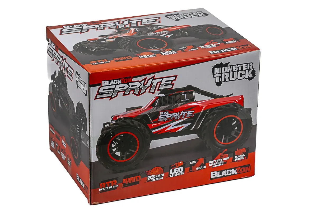 BLACKZON Spryte MT 1/20 4WD Electric Monster Truck - Punane 2 blackzon-spryte-mt-1-20-4wd-electric-monster-truck-red-2